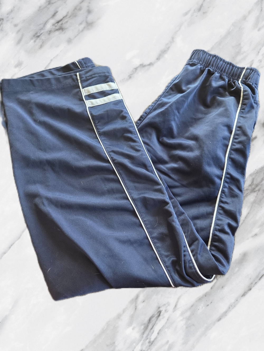 Athletic Works Navy Blue Track Pants with White Piping